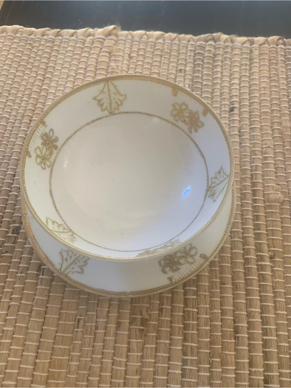 Nippon hand painted golden floral 3 piece set